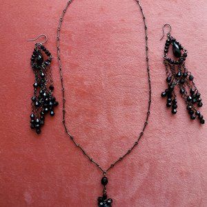 Vintage Jet Necklace and earrings